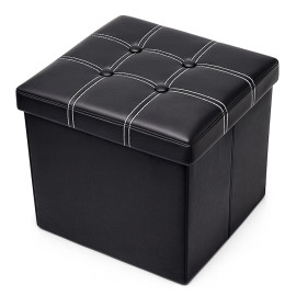 taburet pliabil depozitare modern - 38x38x38cm / negru