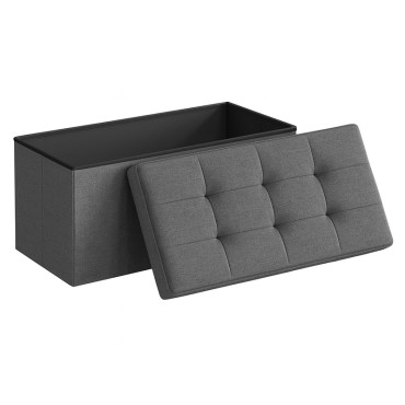 Taburet pliabil depozitare dublu - 76x38x38cm / cenusiu