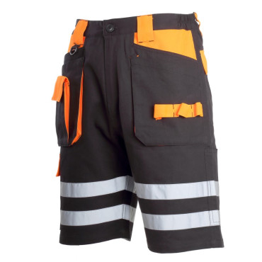 Pantalon scurt cu reflectorizant negru-portocaliu - 3xl