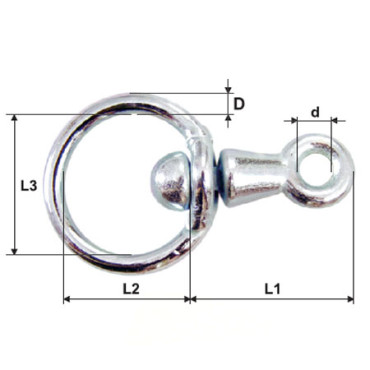 Articulatie inel - inel/tija 6mm / 36x35mm / 9x43mm